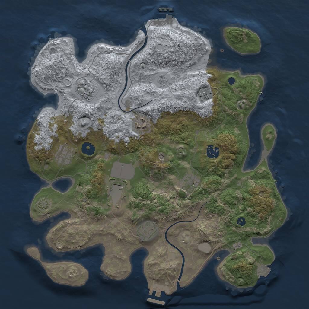 Rust Map: Procedural Map, Size: 3500, Seed: 572662879, 14 Monuments