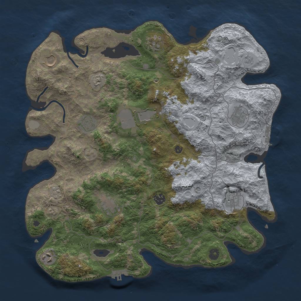 Rust Map: Procedural Map, Size: 4000, Seed: 5785, 19 Monuments