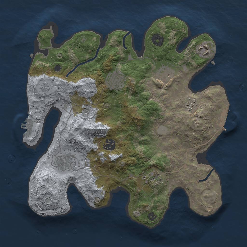 Rust Map: Procedural Map, Size: 3000, Seed: 3543286, 16 Monuments