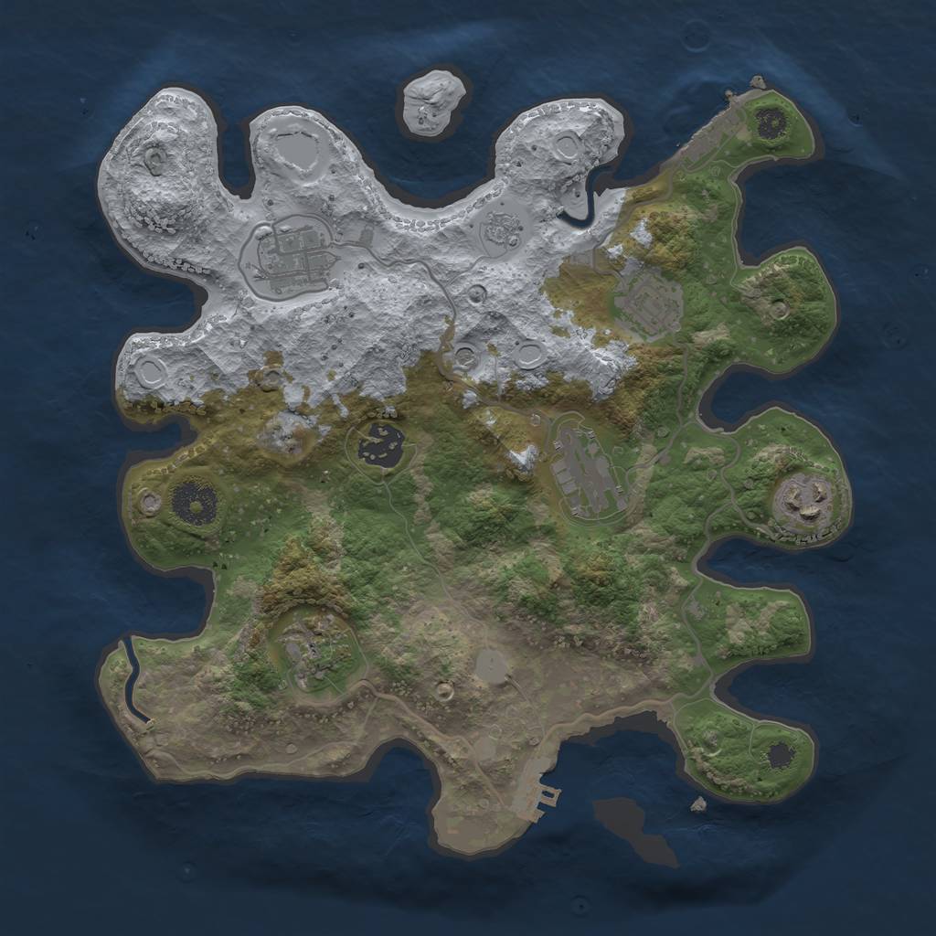 Rust Map: Procedural Map, Size: 3100, Seed: 36763271, 15 Monuments