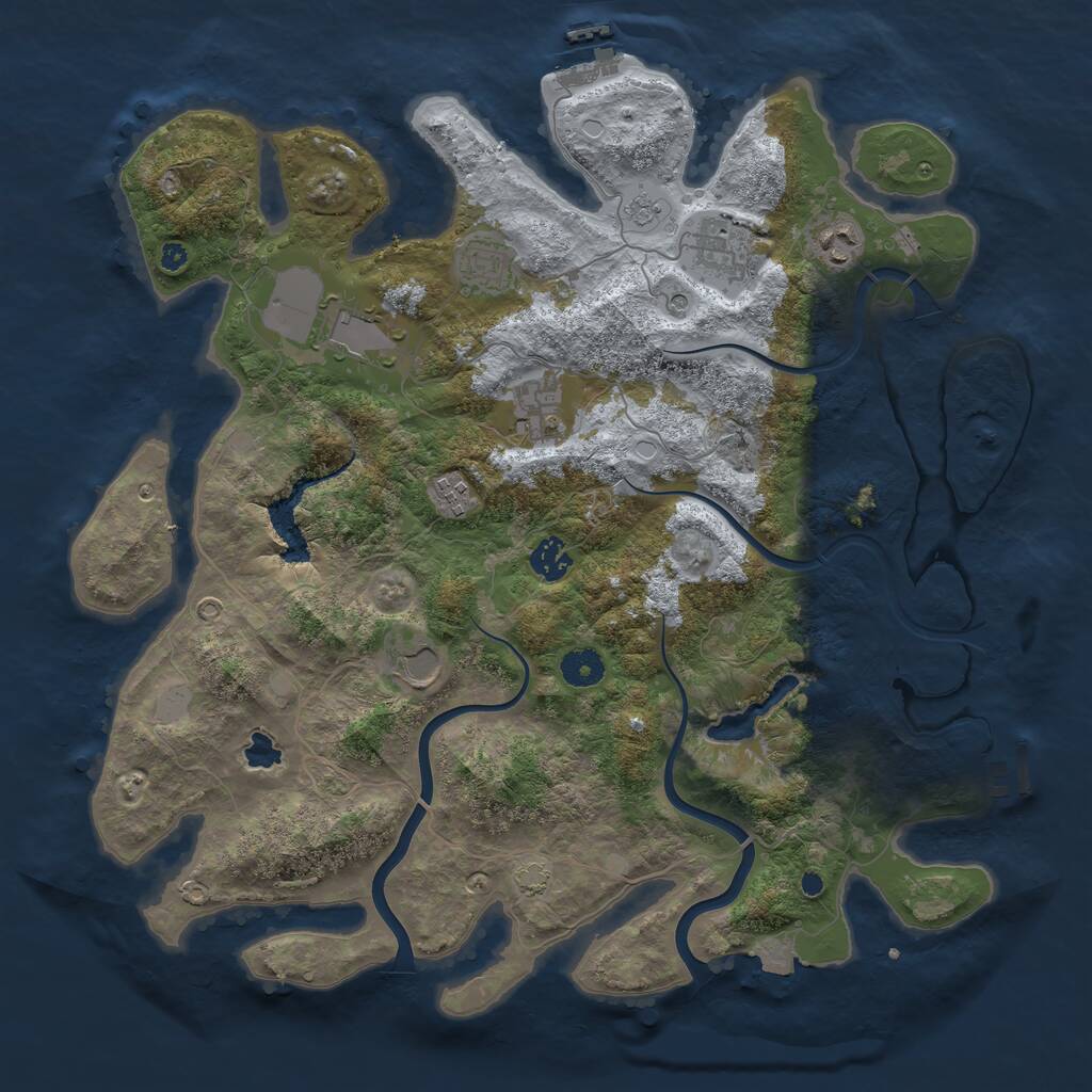 Rust Map: Procedural Map, Size: 4000, Seed: 92299000, 14 Monuments