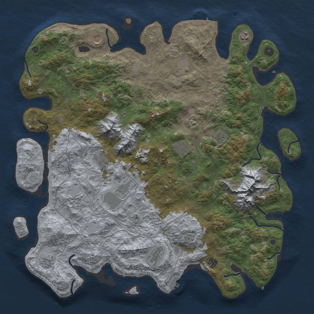 Rust Map: Procedural Map, Size: 5000, Seed: 1335876561, 20 Monuments