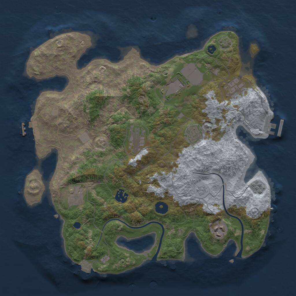 Rust Map: Procedural Map, Size: 3500, Seed: 886679453, 14 Monuments