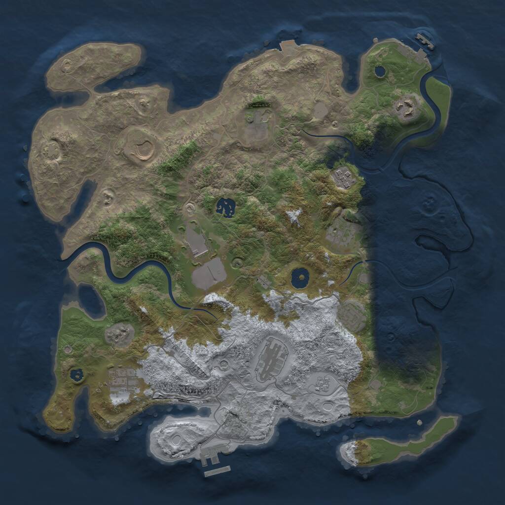 Rust Map: Procedural Map, Size: 3825, Seed: 558531, 16 Monuments