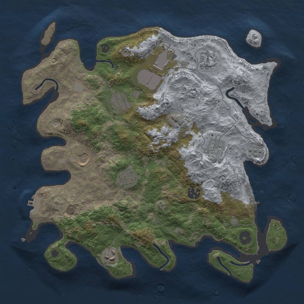 Rust Map: Procedural Map, Size: 3500, Seed: 1501621030, 18 Monuments