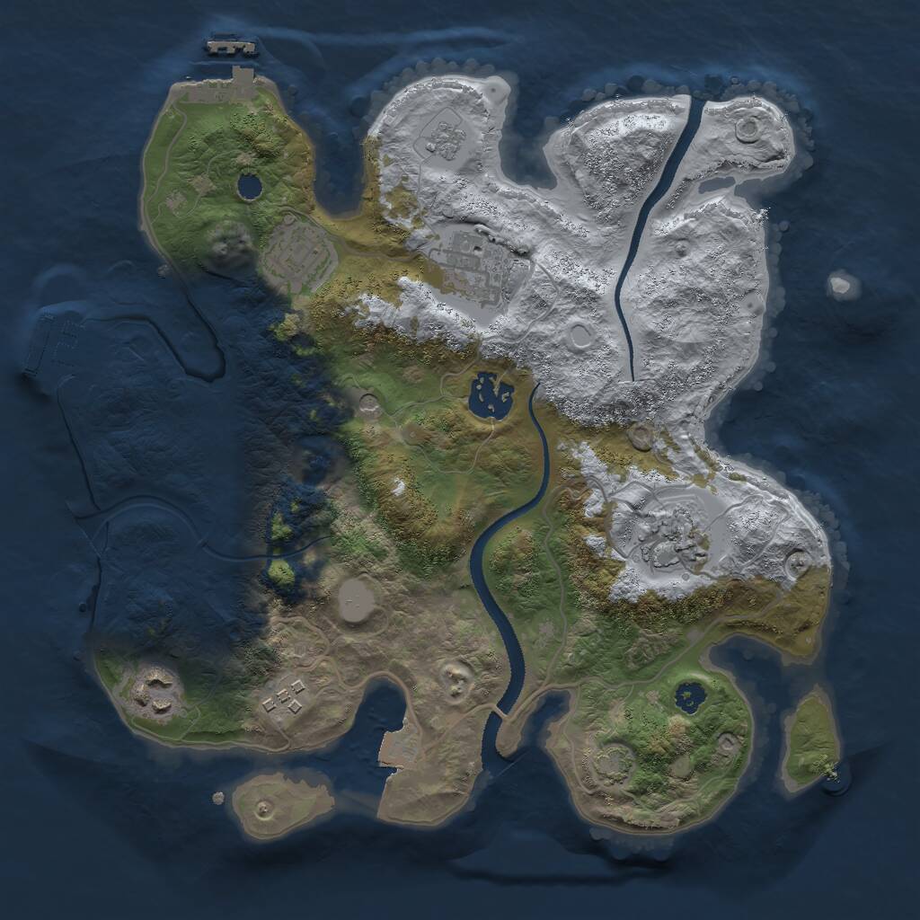 Rust Map: Procedural Map, Size: 3000, Seed: 12222, 12 Monuments