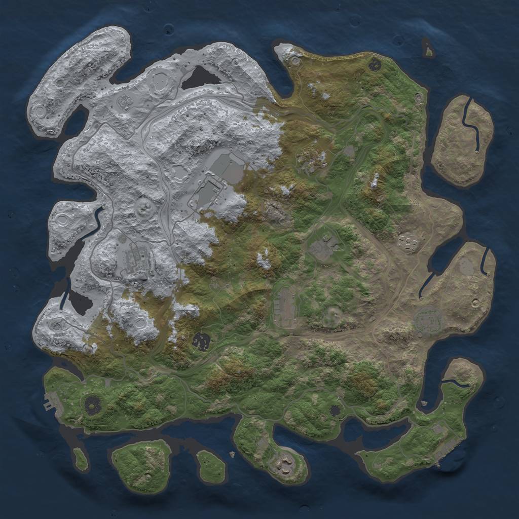 Rust Map: Procedural Map, Size: 4250, Seed: 1691102035, 18 Monuments