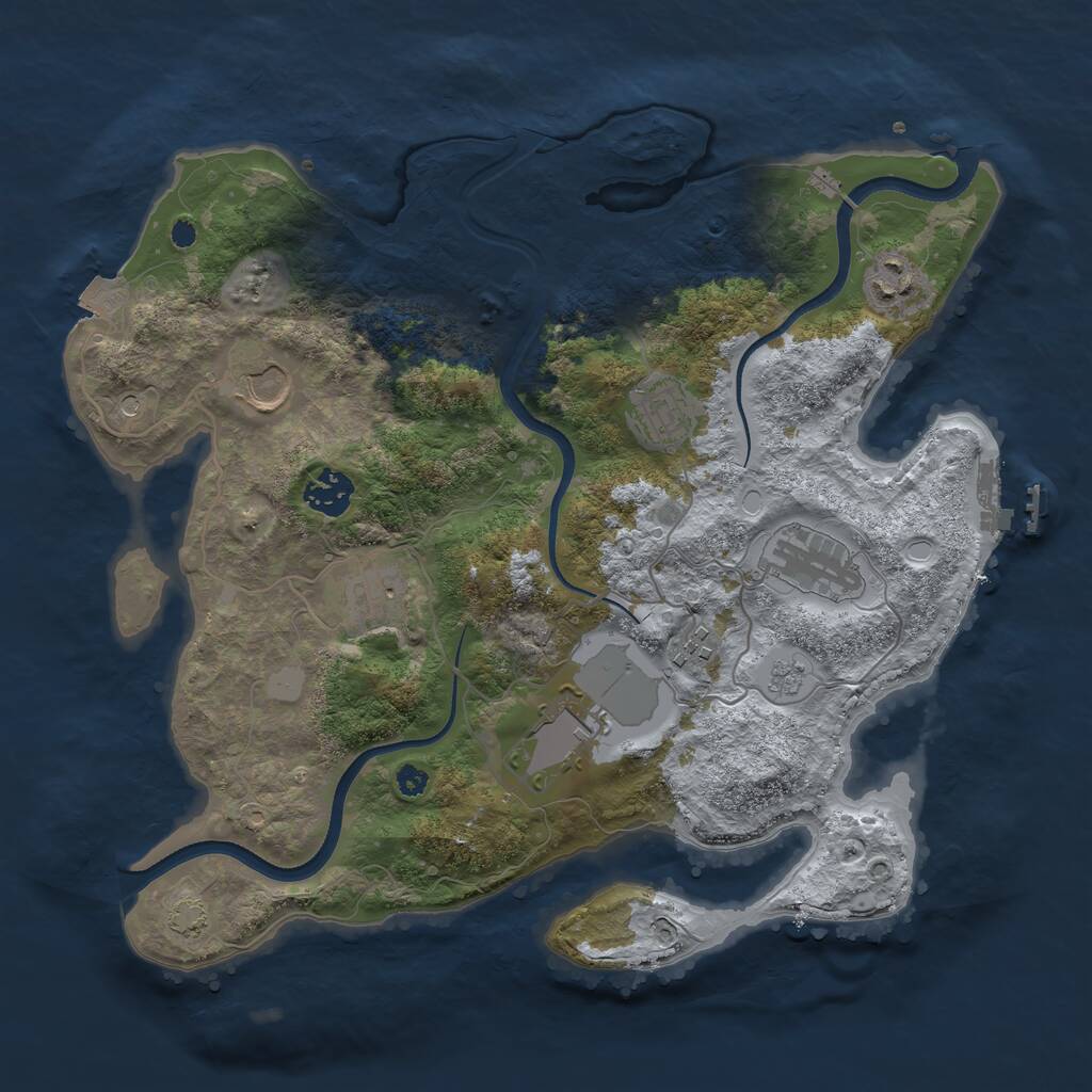 Rust Map: Procedural Map, Size: 3500, Seed: 361349574, 13 Monuments