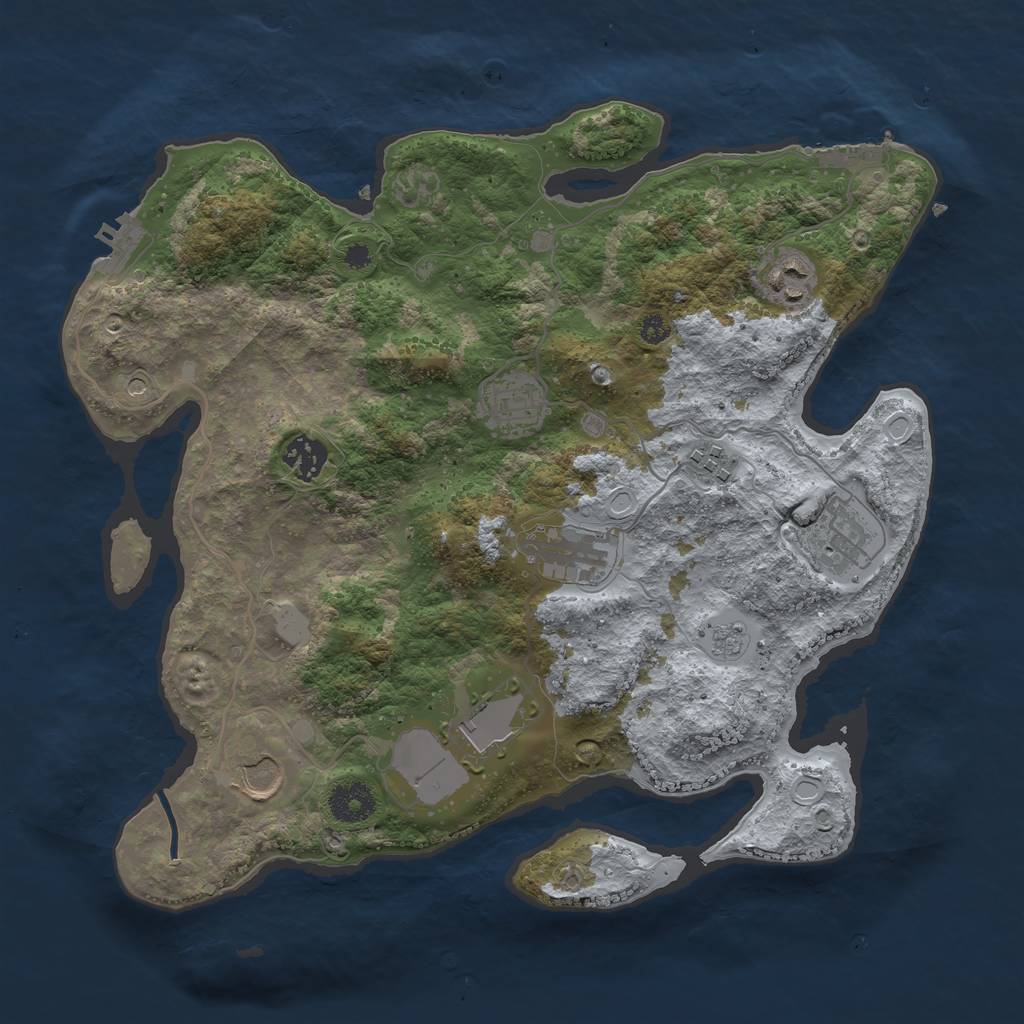 Rust Map: Procedural Map, Size: 3500, Seed: 361349574, 17 Monuments