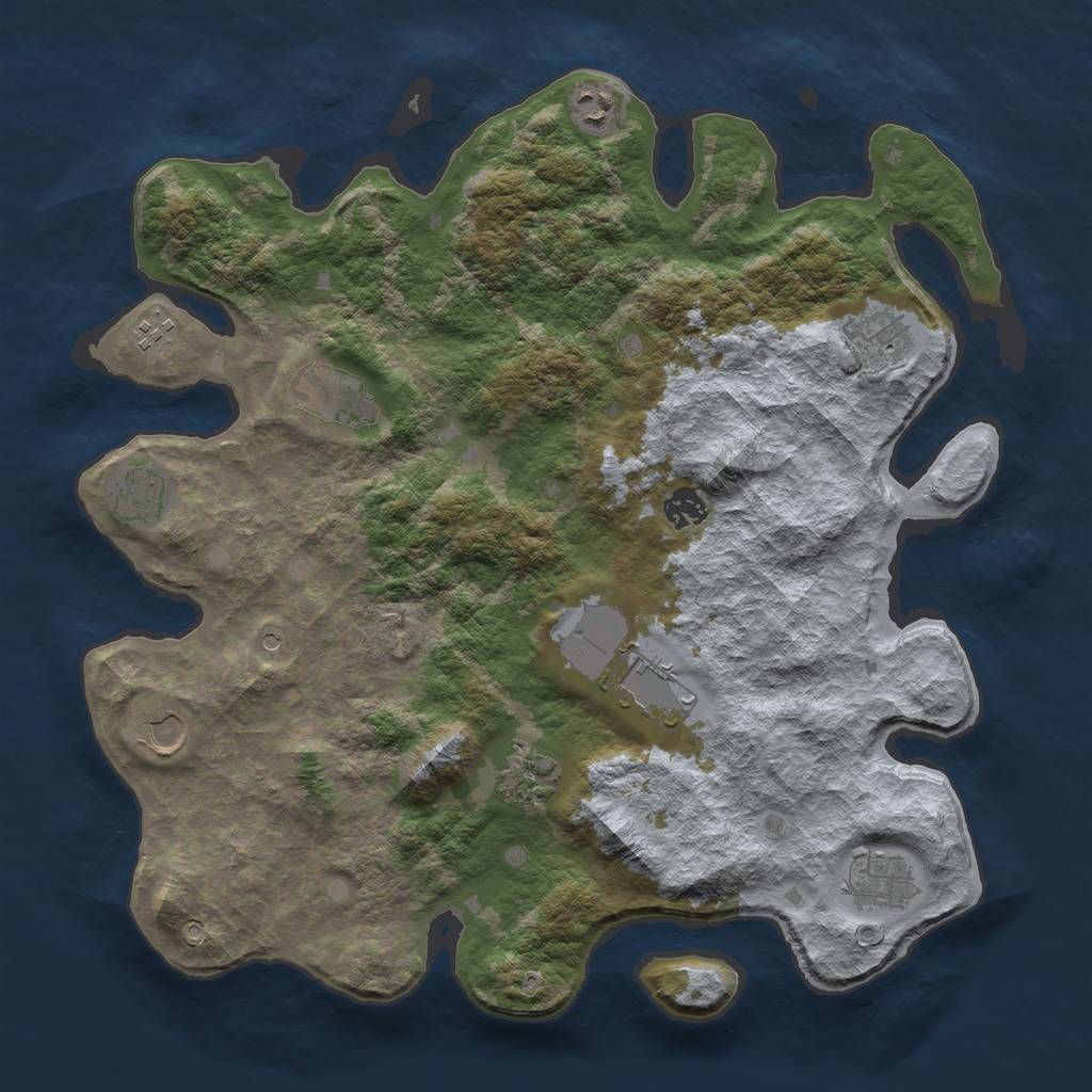 Rust Map: Barren, Size: 4000, Seed: 1978768983, 13 Monuments