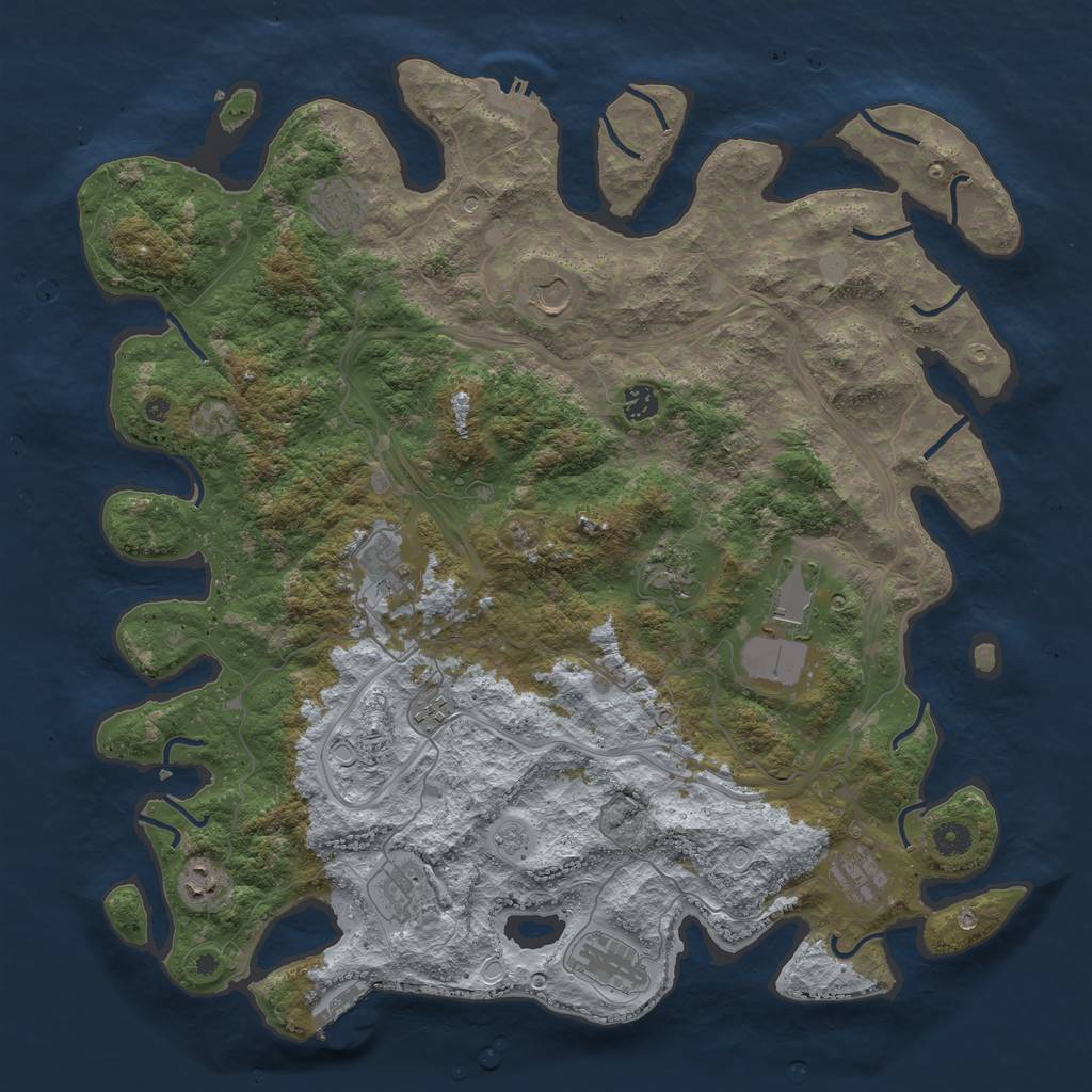 Rust Map: Procedural Map, Size: 4500, Seed: 1186016871, 20 Monuments
