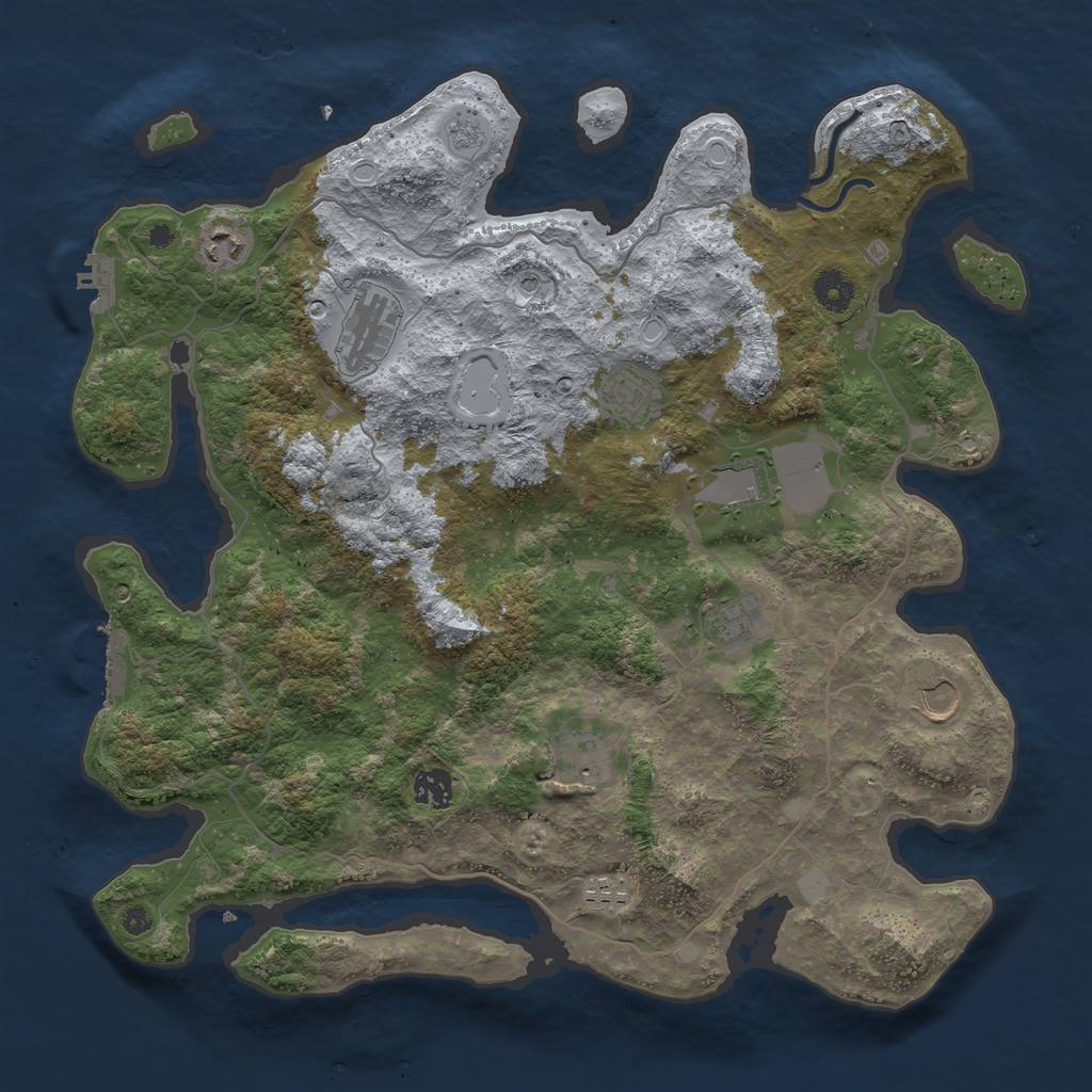 Rust Map: Procedural Map, Size: 4000, Seed: 129786, 18 Monuments