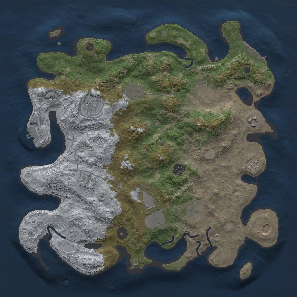Rust Map: Procedural Map, Size: 3800, Seed: 200519792, 19 Monuments