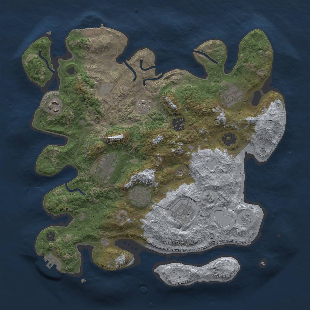 Rust Map: Procedural Map, Size: 3400, Seed: 2452, 16 Monuments