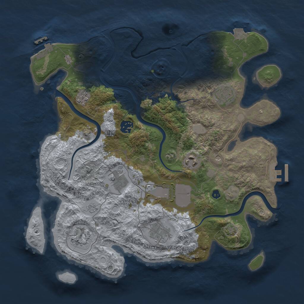 Rust Map: Procedural Map, Size: 3500, Seed: 56918182, 14 Monuments