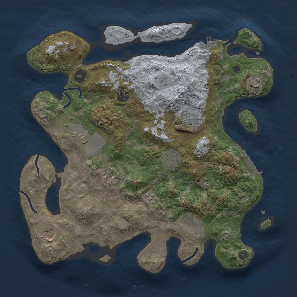 Rust Map: Procedural Map, Size: 3550, Seed: 67041, 18 Monuments