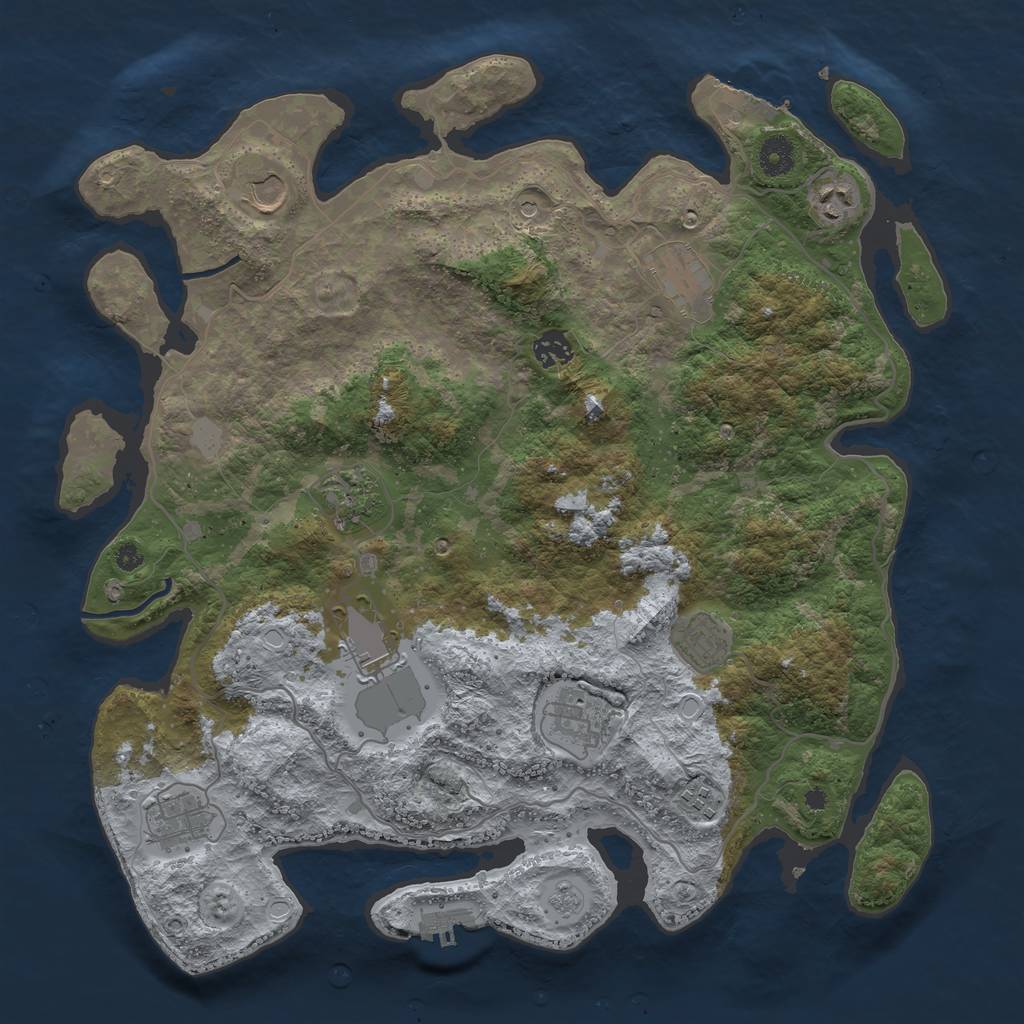 Rust Map: Procedural Map, Size: 4000, Seed: 1837097693, 19 Monuments