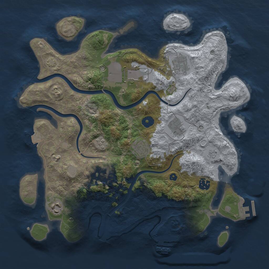 Rust Map: Procedural Map, Size: 3500, Seed: 1951142035, 14 Monuments