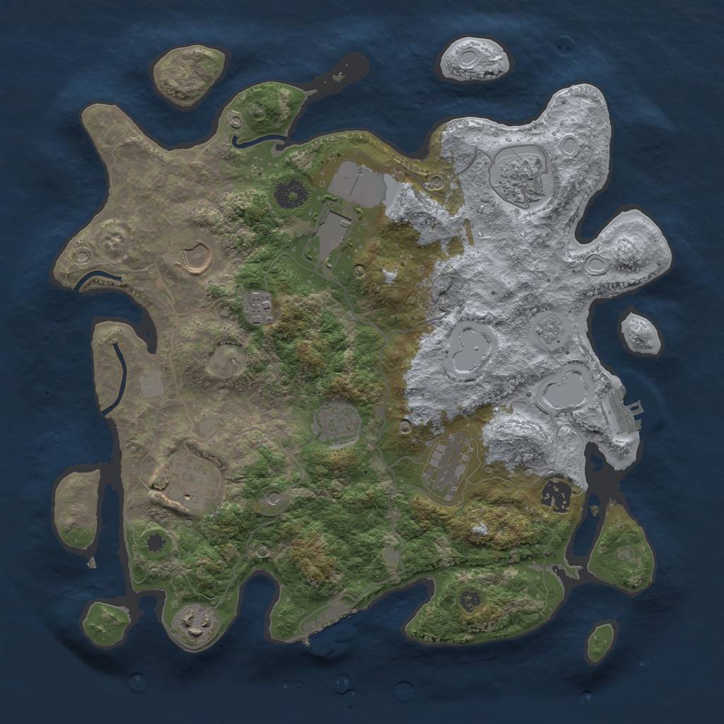 Rust Map: Procedural Map, Size: 3500, Seed: 1951142035, 18 Monuments
