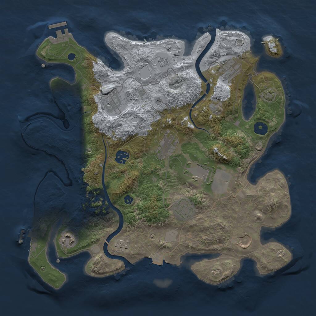 Rust Map: Procedural Map, Size: 3500, Seed: 525609332, 15 Monuments