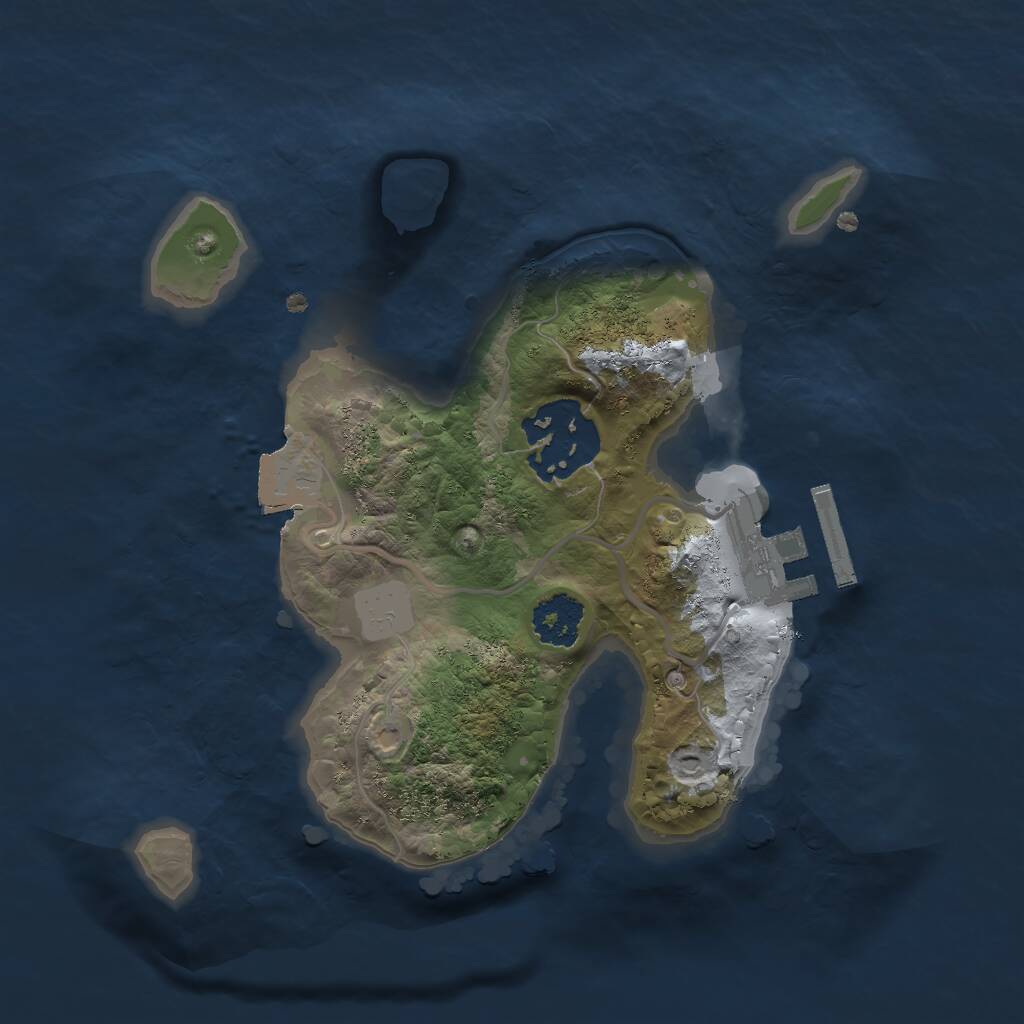 Rust Map: Procedural Map, Size: 2000, Seed: 34728, 3 Monuments