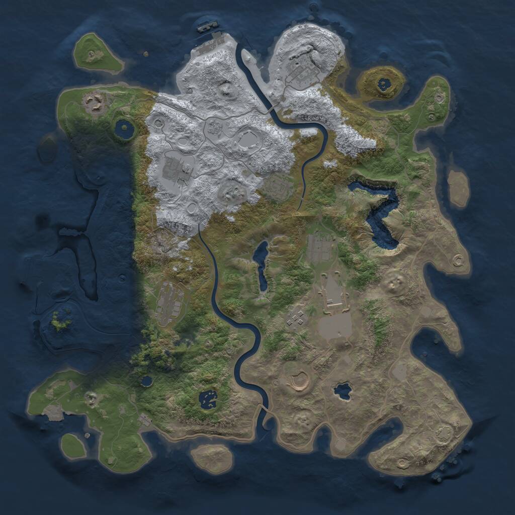 Rust Map: Procedural Map, Size: 4000, Seed: 749572540, 16 Monuments