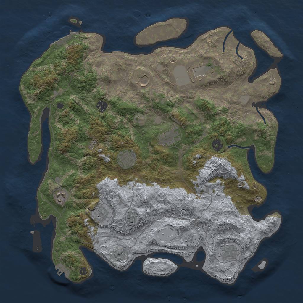 Rust Map: Procedural Map, Size: 4000, Seed: 6787675, 18 Monuments