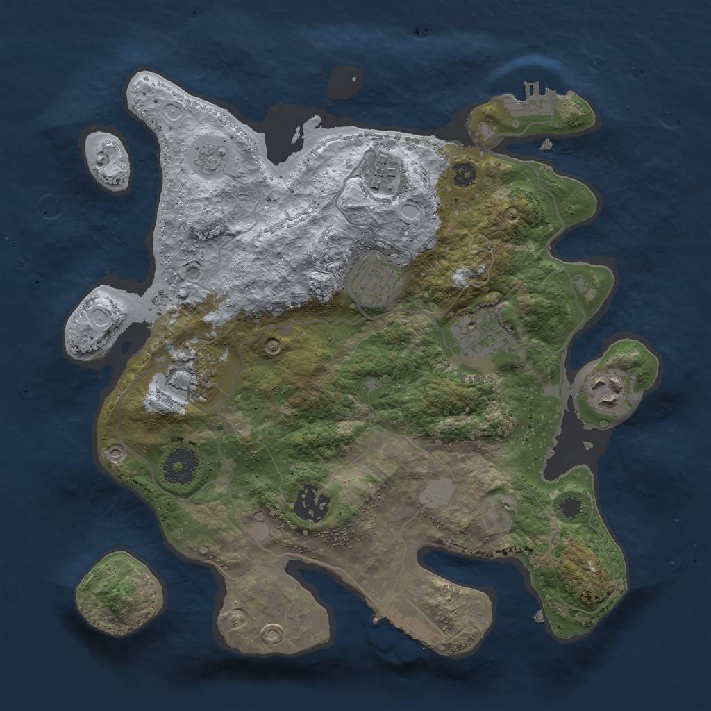 Rust Map: Procedural Map, Size: 3000, Seed: 8884, 14 Monuments