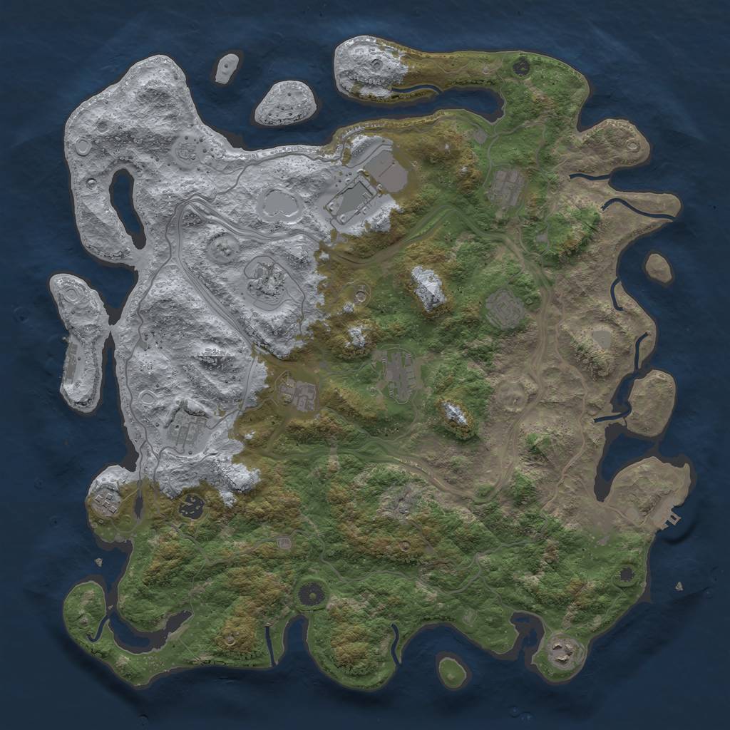 Rust Map: Procedural Map, Size: 4500, Seed: 1066834710, 19 Monuments