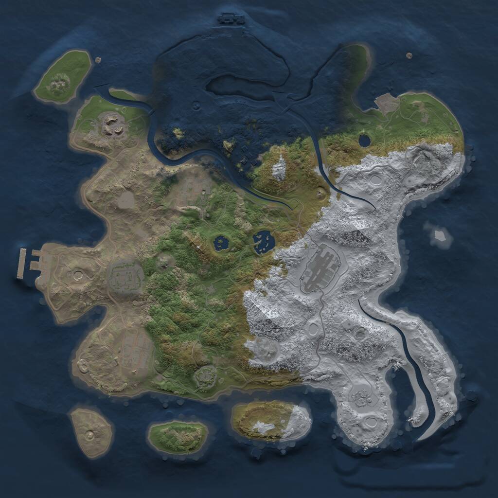 Rust Map: Procedural Map, Size: 3300, Seed: 1733721628, 13 Monuments