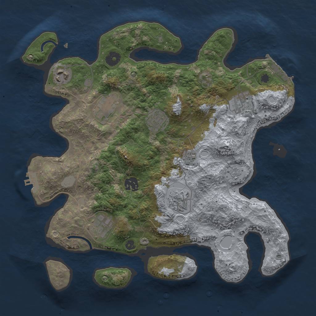 Rust Map: Procedural Map, Size: 3300, Seed: 1733721628, 16 Monuments