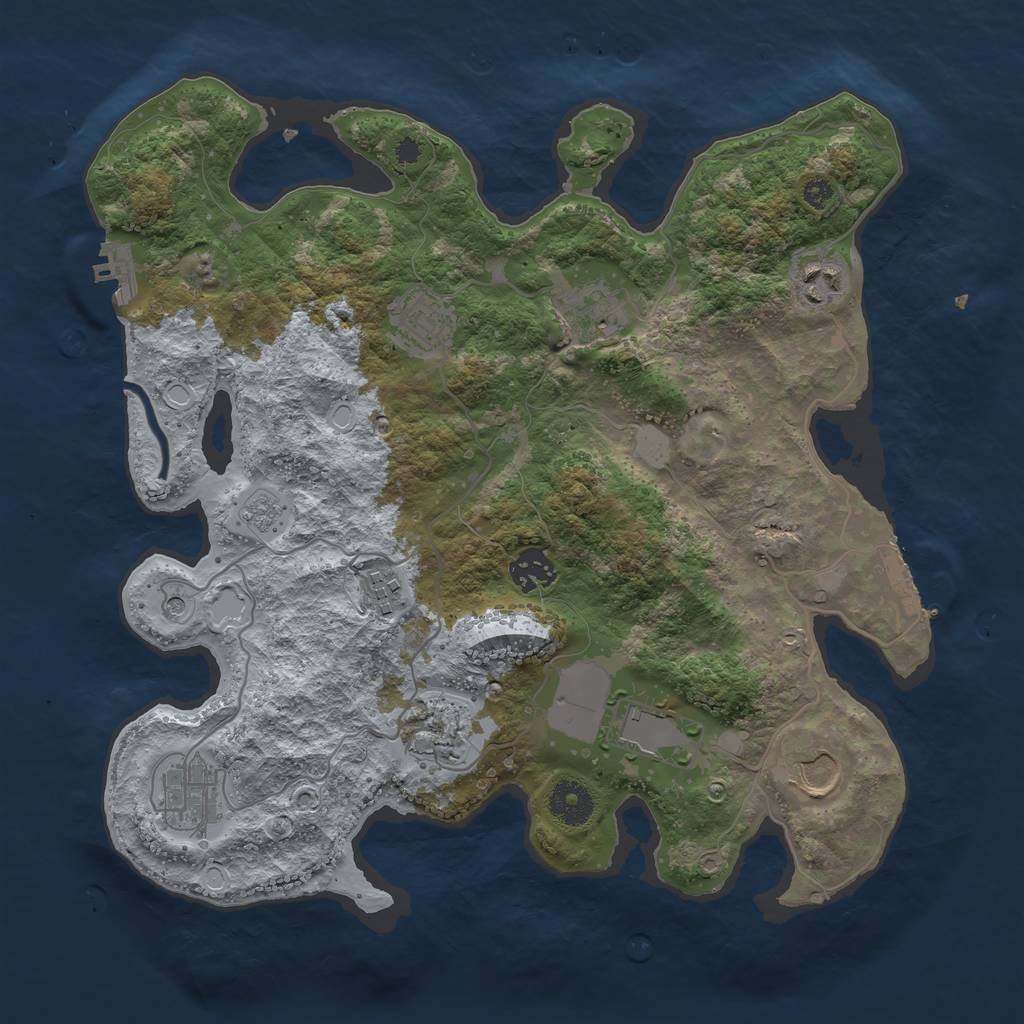 Rust Map: Procedural Map, Size: 3500, Seed: 401931259, 18 Monuments