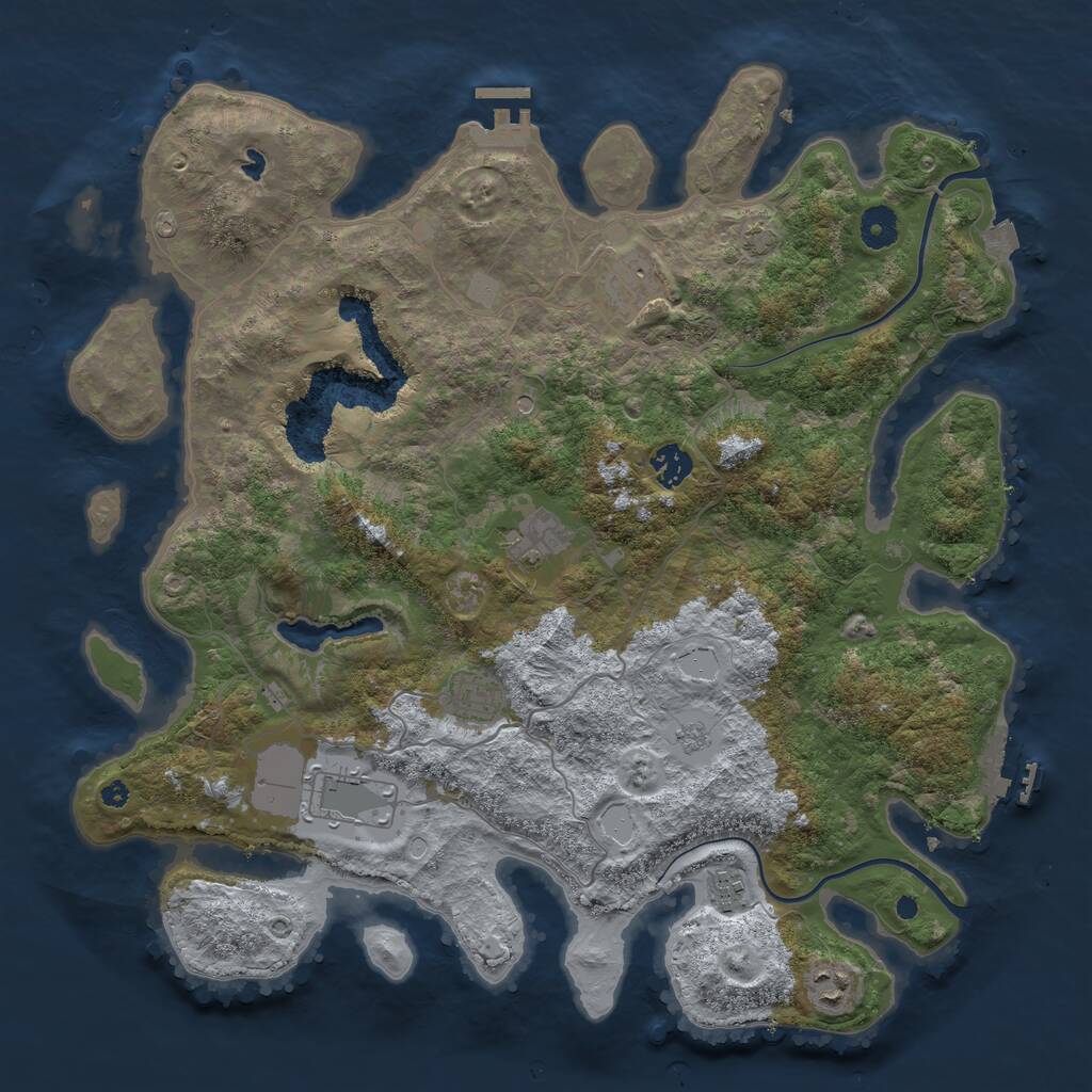 Rust Map: Procedural Map, Size: 4000, Seed: 195887429, 13 Monuments