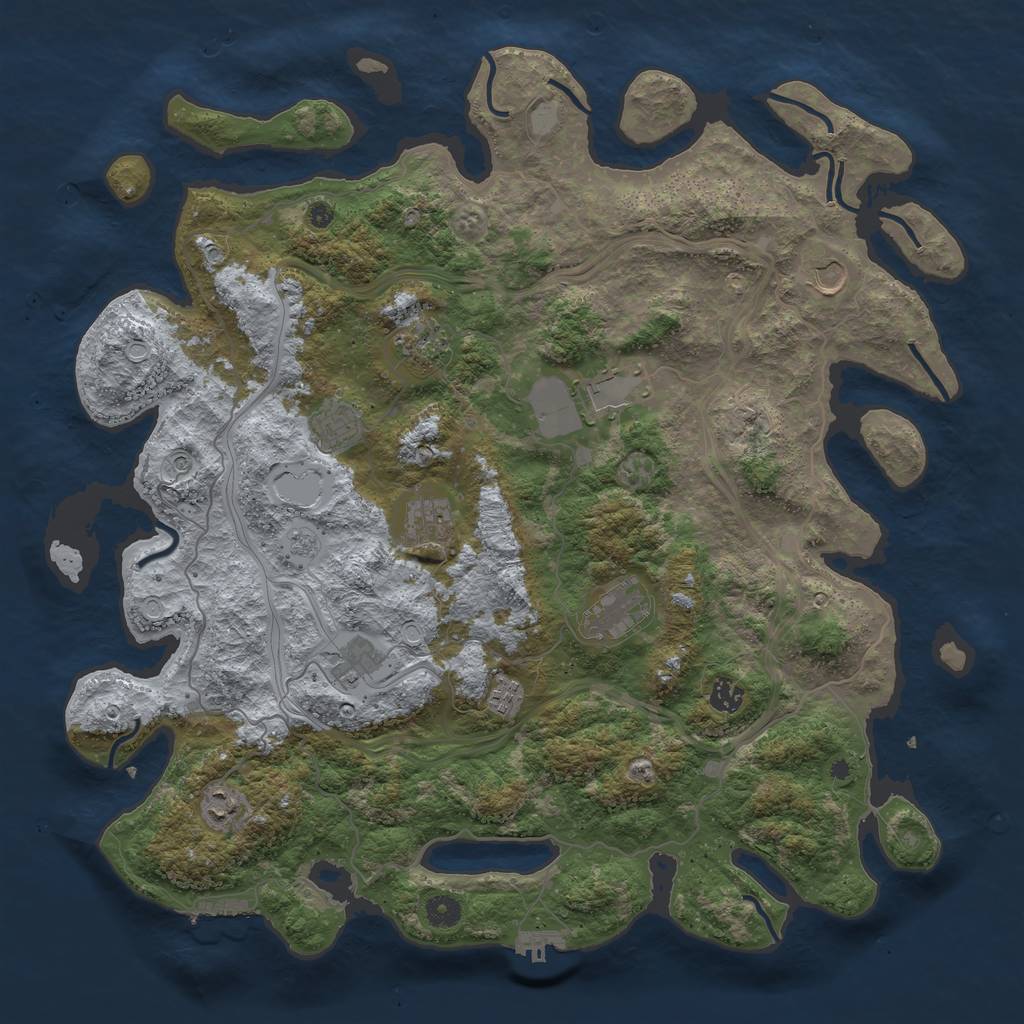 Rust Map: Procedural Map, Size: 4500, Seed: 1007122477, 19 Monuments