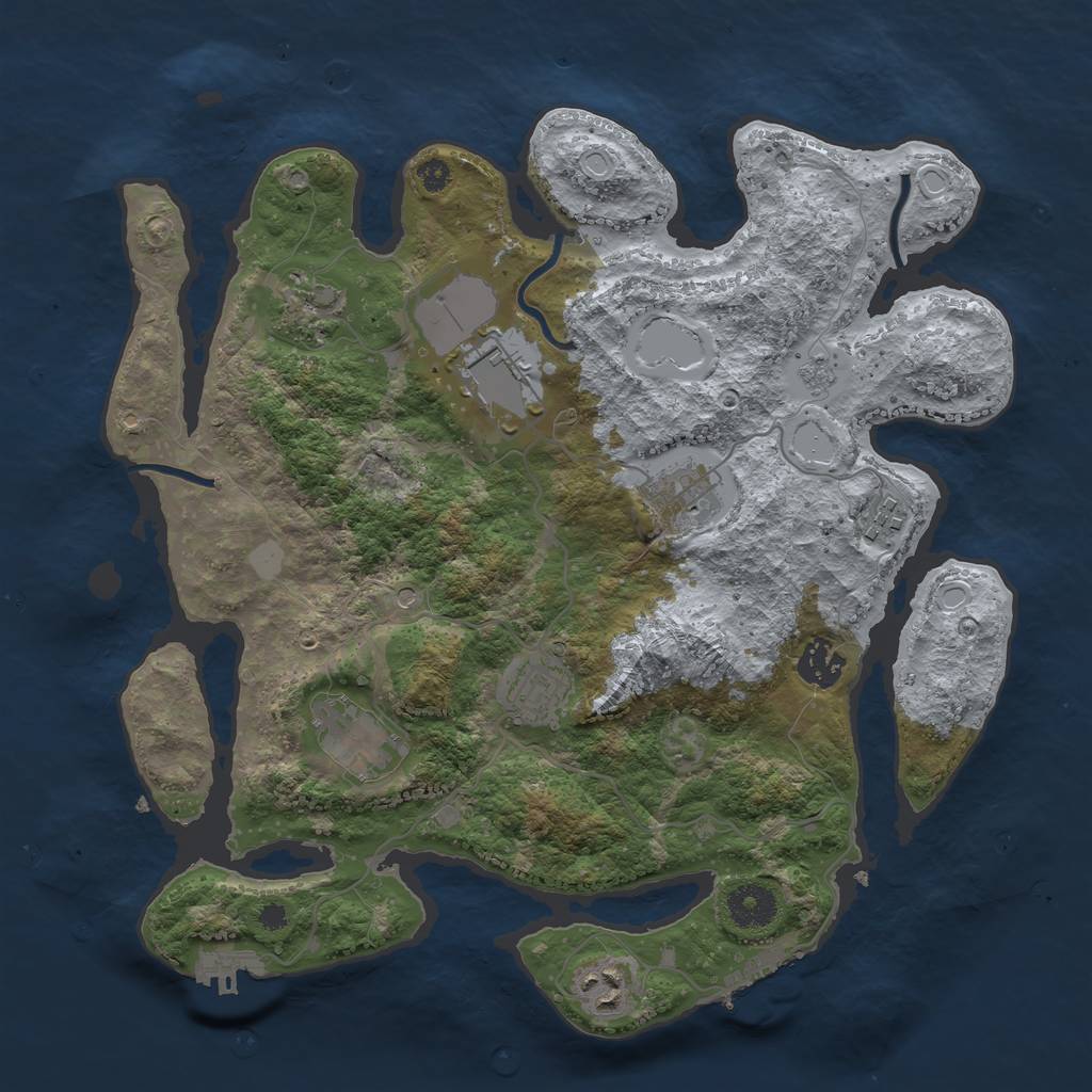 Rust Map: Procedural Map, Size: 3500, Seed: 1385623461, 17 Monuments
