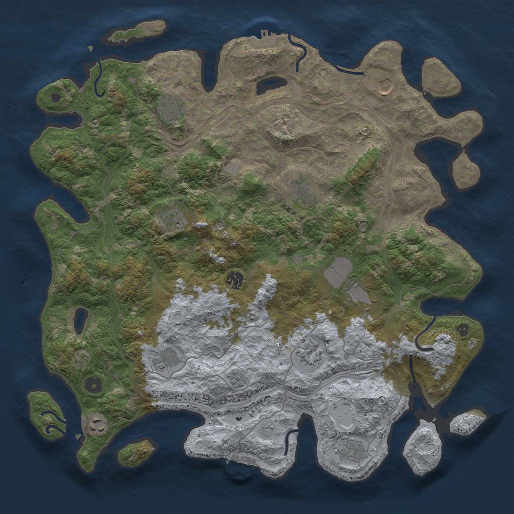 Rust Map: Procedural Map, Size: 4500, Seed: 2097050357, 20 Monuments
