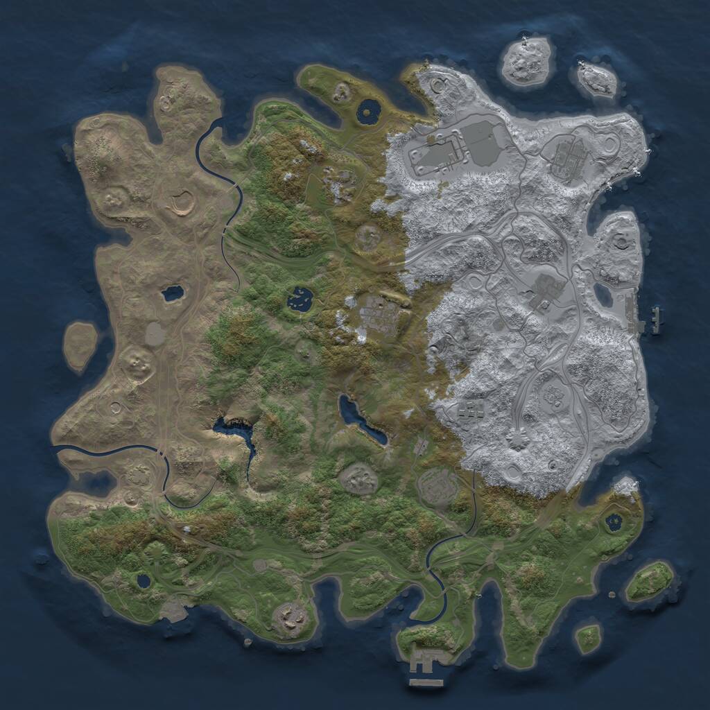 Rust Map: Procedural Map, Size: 4250, Seed: 883871491, 16 Monuments