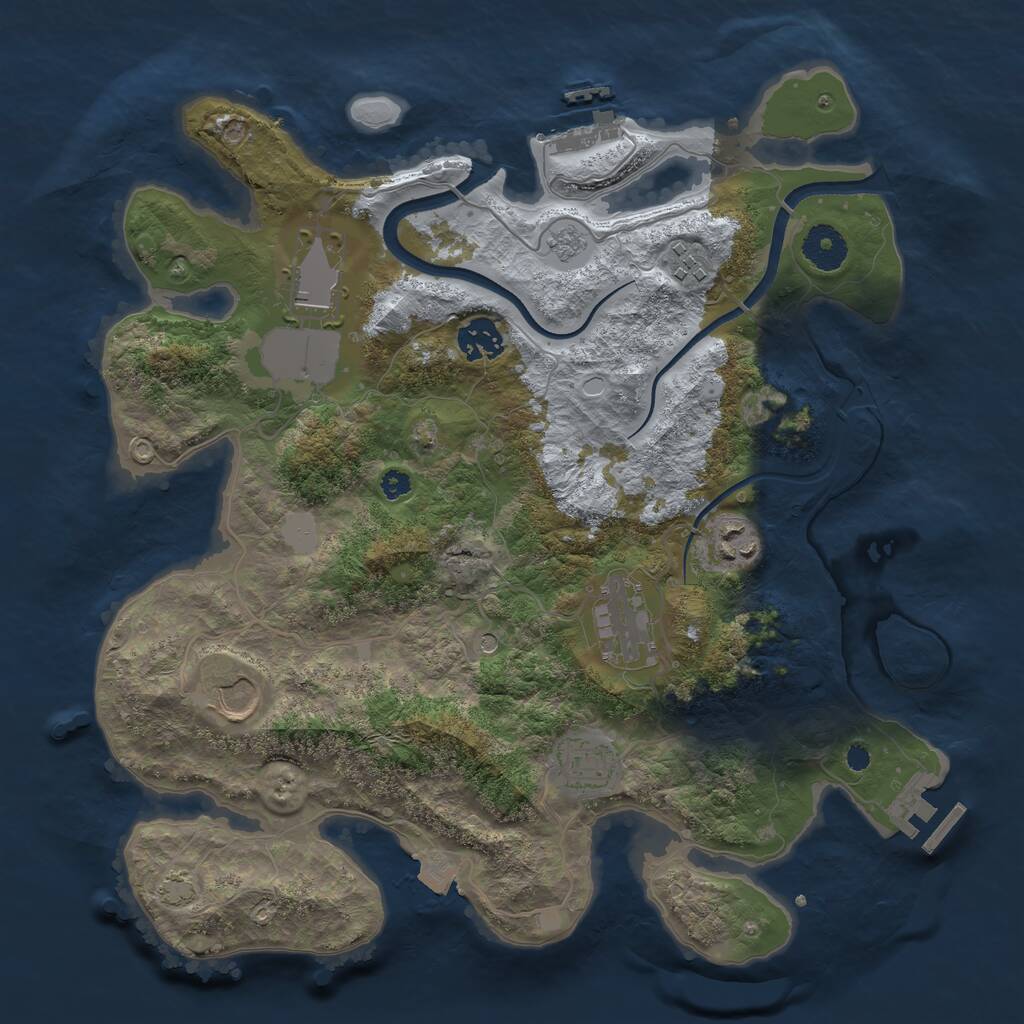 Rust Map: Procedural Map, Size: 3500, Seed: 301543, 13 Monuments
