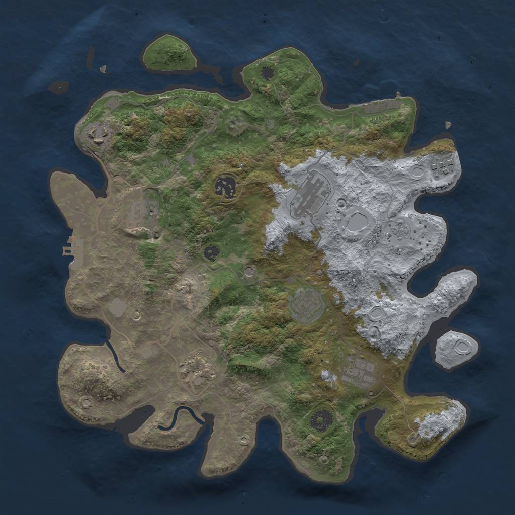 Rust Map: Procedural Map, Size: 3459, Seed: 420, 17 Monuments