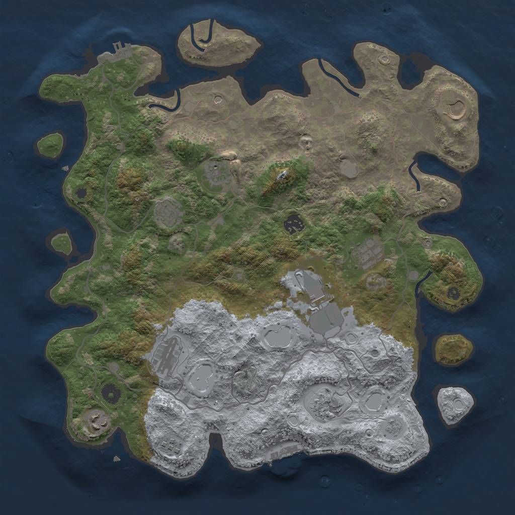 Rust Map: Procedural Map, Size: 4000, Seed: 9872, 19 Monuments