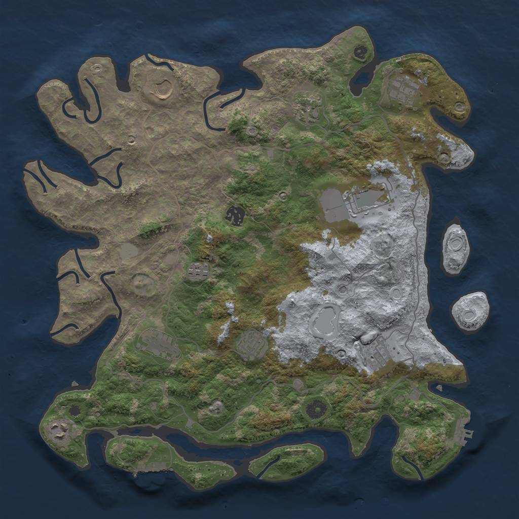 Rust Map: Procedural Map, Size: 4000, Seed: 2040074269, 18 Monuments