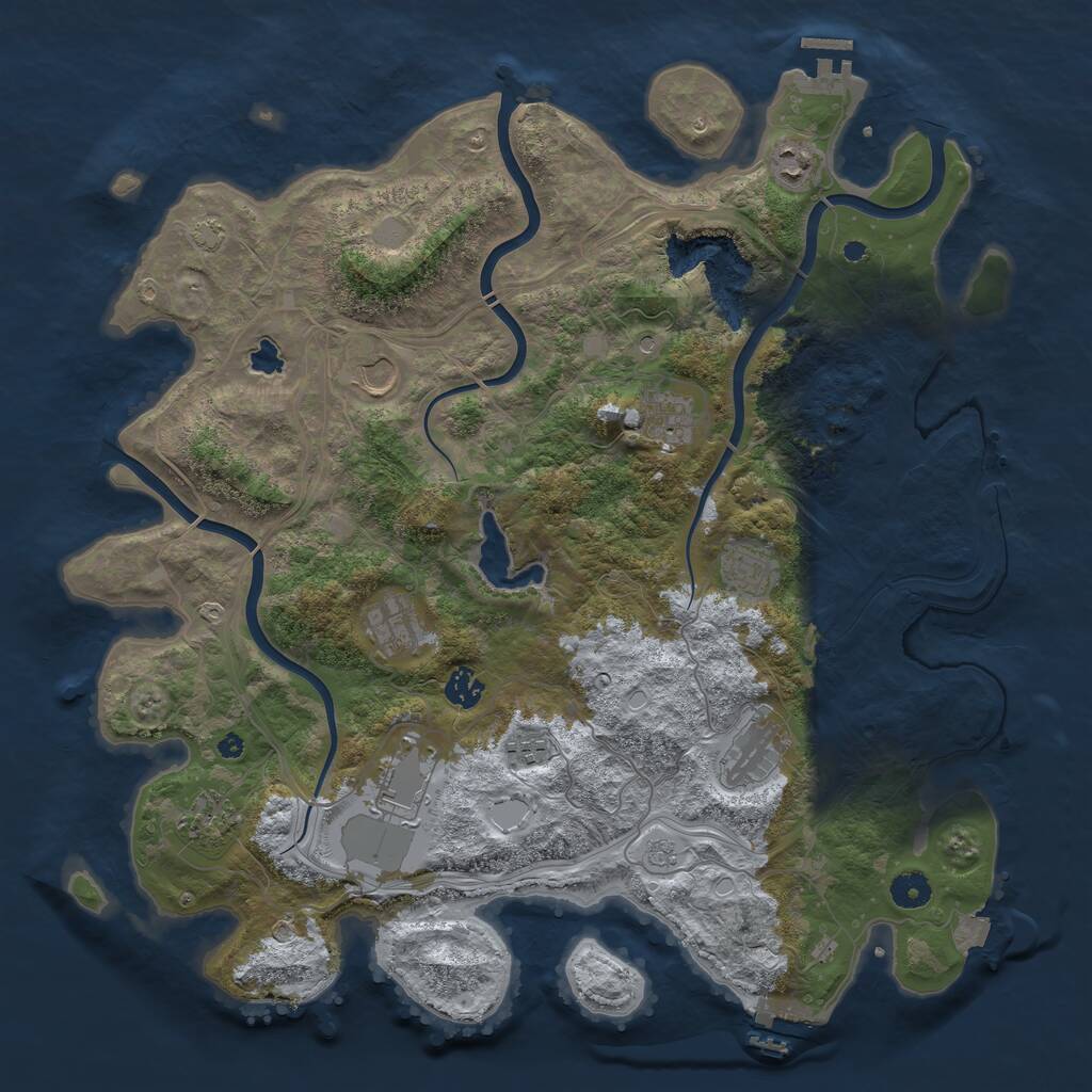 Rust Map: Procedural Map, Size: 4250, Seed: 346906968, 16 Monuments