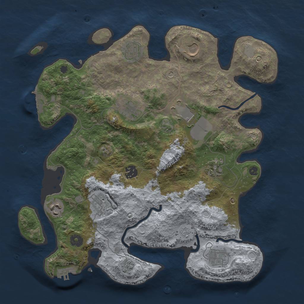 Rust Map: Procedural Map, Size: 3500, Seed: 770100546, 19 Monuments