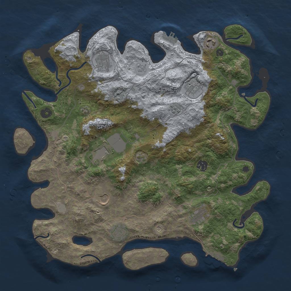 Rust Map: Procedural Map, Size: 4000, Seed: 81630, 18 Monuments