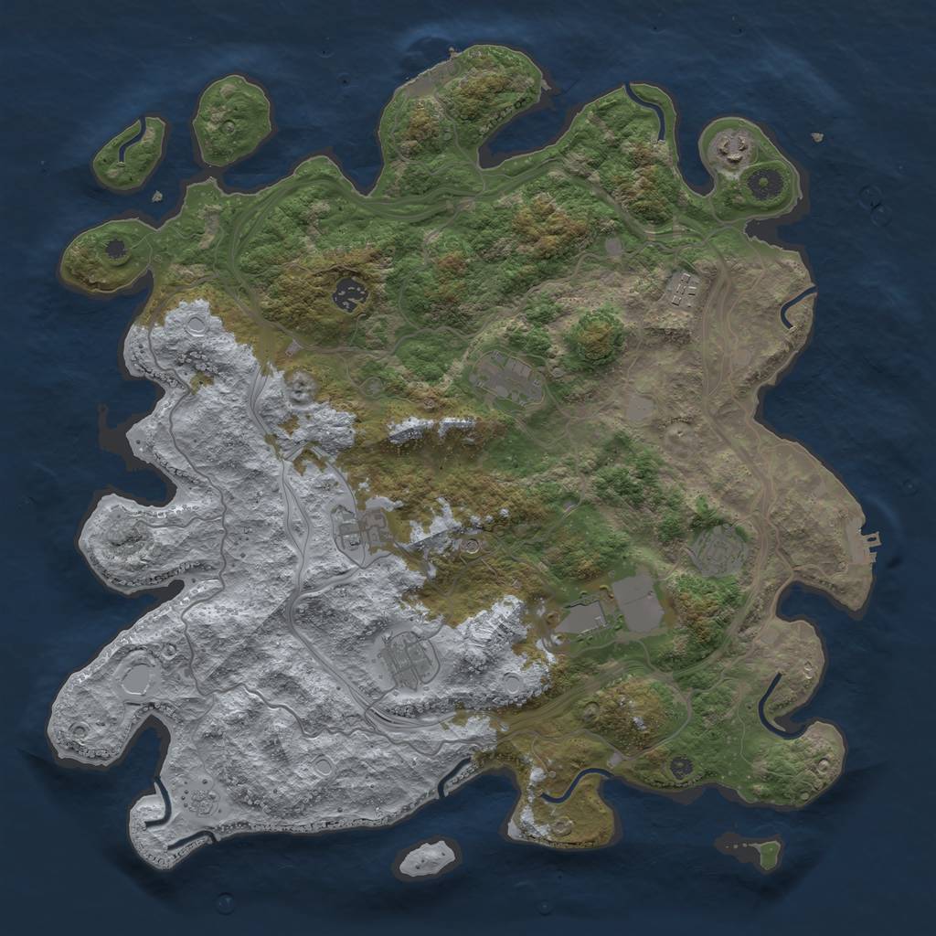 Rust Map: Procedural Map, Size: 4250, Seed: 2037306731, 17 Monuments