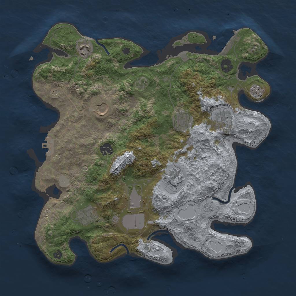 Rust Map: Procedural Map, Size: 3500, Seed: 1726582670, 18 Monuments