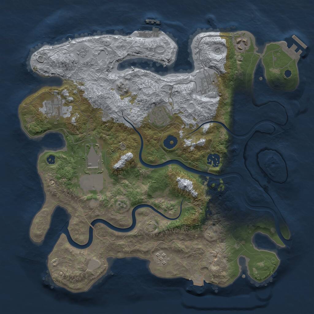 Rust Map: Procedural Map, Size: 3500, Seed: 1927752797, 13 Monuments