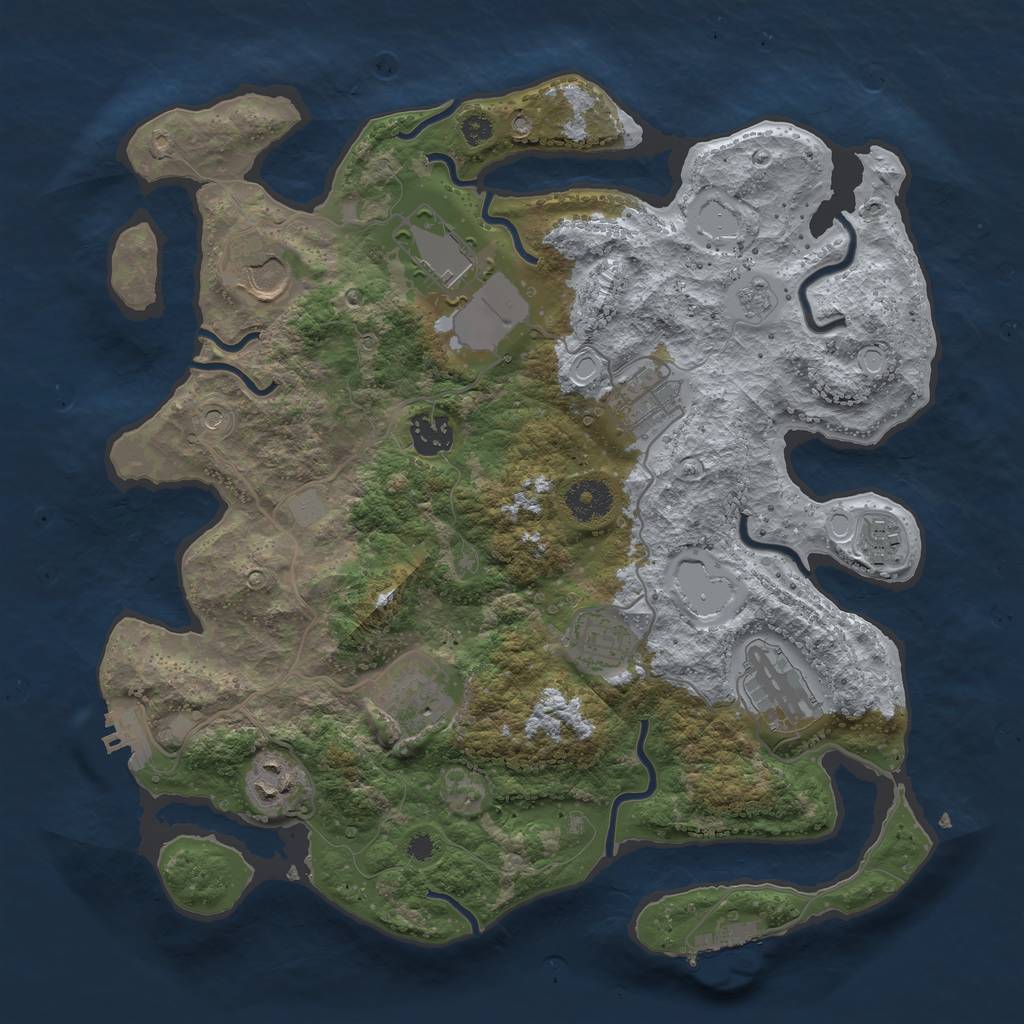 Rust Map: Procedural Map, Size: 3500, Seed: 536877503, 18 Monuments