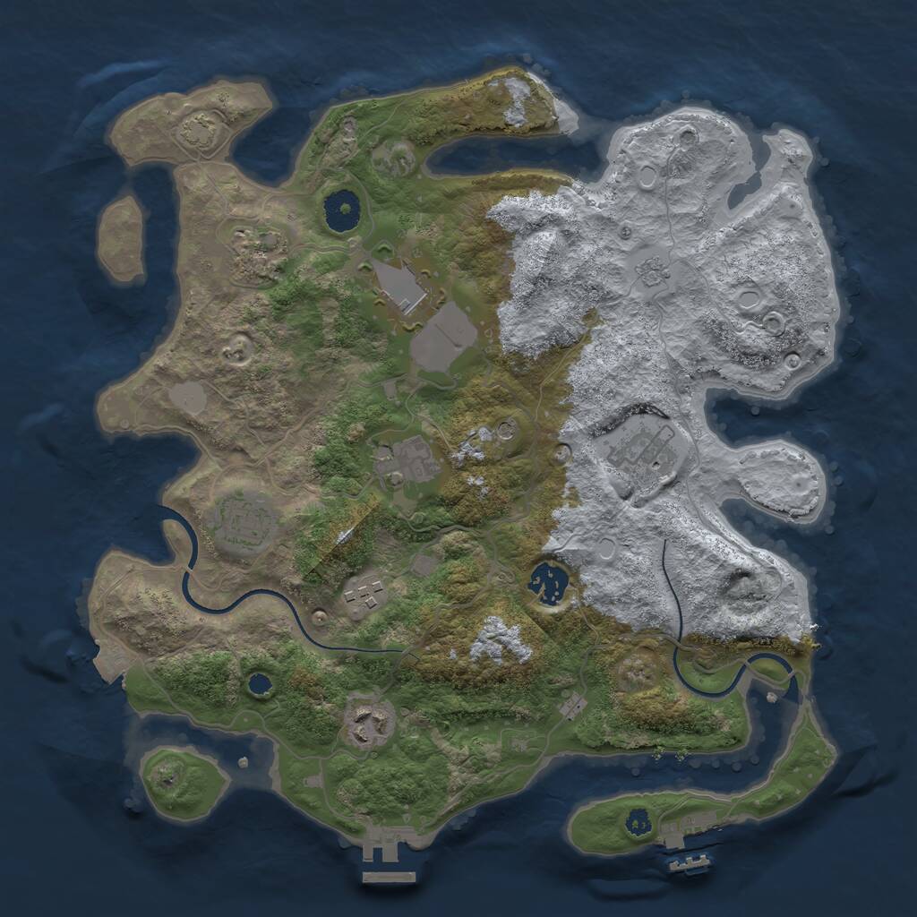 Rust Map: Procedural Map, Size: 3500, Seed: 536877503, 14 Monuments
