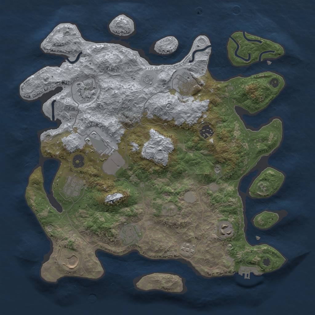 Rust Map: Procedural Map, Size: 3600, Seed: 1944591280, 17 Monuments